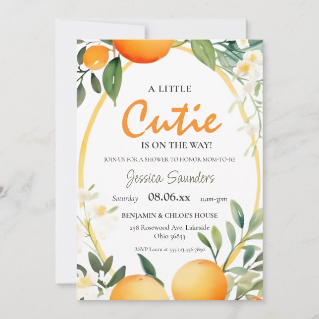 Invitation Une Petite Cutie Se Trouve Sur Le Chemin Du Baby s (Devant)
