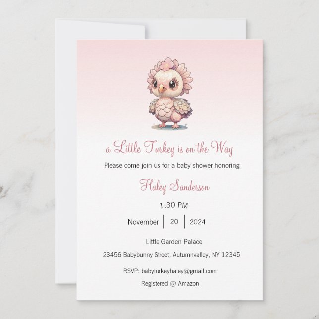 Invitation Une petite dinde est sur le chemin Invitation, Mer (Devant)