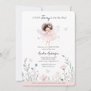 Invitation Une petite fée est sur le chemin Invitatio Fleur s