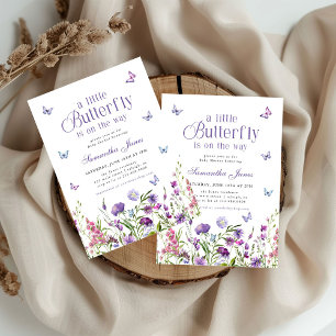 Invitation Une petite fée Papillons Fleurs des champs Baby Sh