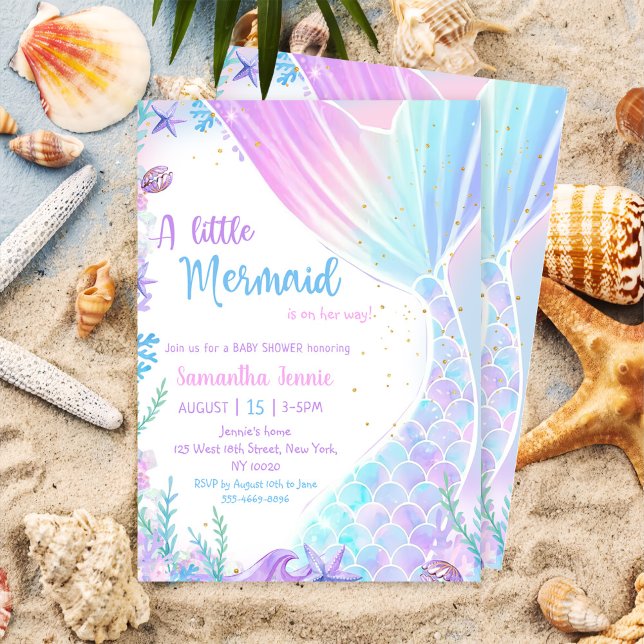 Invitation Une Petite Fête De Baby shower De Sirène (Créateur téléchargé)
