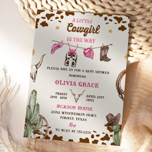 Invitation Une petite fête de Baby shower Western Girl Cowboy