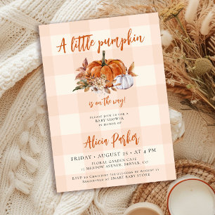 Invitation Une petite fête de bébé automne citrouille à carre