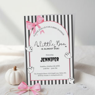 Invitation Une petite fête de bébé Boo • Halloween rose