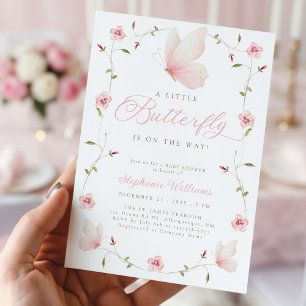 Invitation Une petite fête de bébé Jardin Floral Papillon
