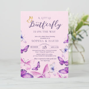 Invitation Une petite fête de bébé papillon violet