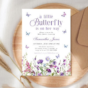Invitation Une petite fête de naissance Fleurs sauvages Papil