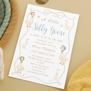 Invitation Une petite fête prénatale pour un petit oison mign