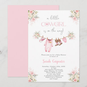 Invitation Une petite fille Baby shower Cowgirl