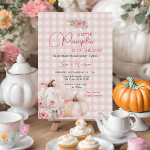 Invitation Une Petite Fille Baby shower Rose Citrouille