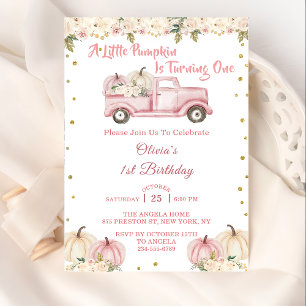 Invitation Une petite fille Citrouille 1er anniversaire