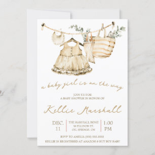 Invitation Une petite fille est en route ! Baby shower