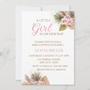 Invitation Une Petite Fille Est En Route Fête Bébé Bohème
