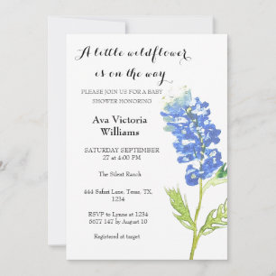 Invitation Une Petite Fille Fleur sauvage Baby shower Fleur B