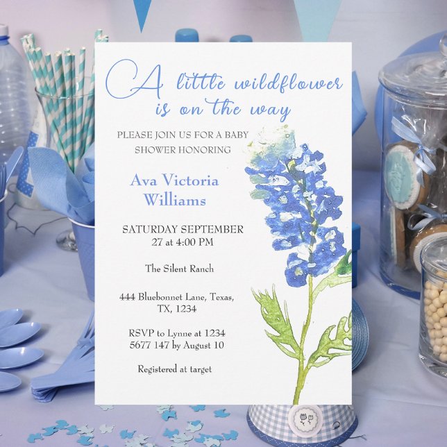 Invitation Une Petite Fille Fleur sauvage Baby shower Fleur B (Créateur téléchargé)