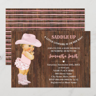 Invitation Une petite fille sur son chemin Baby shower rose e