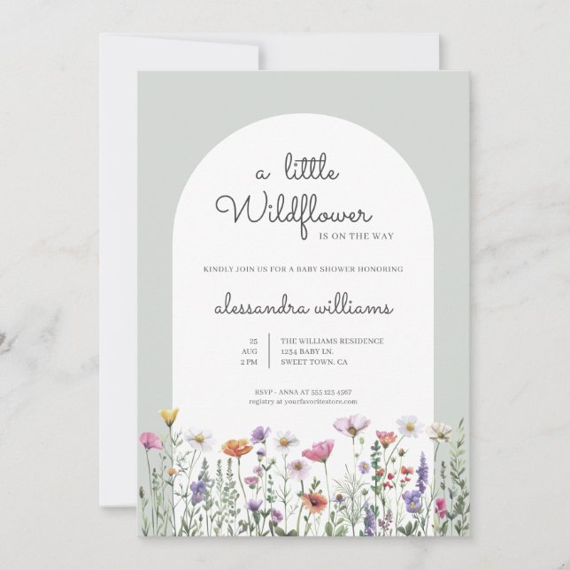 Invitation Une petite fille Wildflower (Devant)
