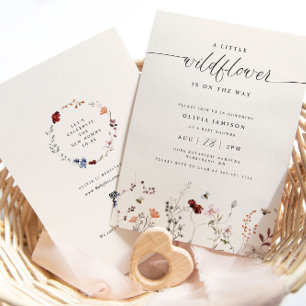 Invitation Une petite fleur sauvage Baby Shower Bohème Abeill