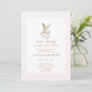 Invitation Une petite lapine est en route Baby Shower Rose Ru