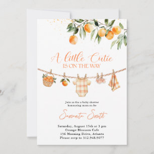 Invitation Une petite ligne de vêtements orange pour bébé Cut
