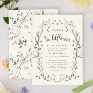 Invitation Une Petite Nature Fleur sauvage Floral Girl Baby s