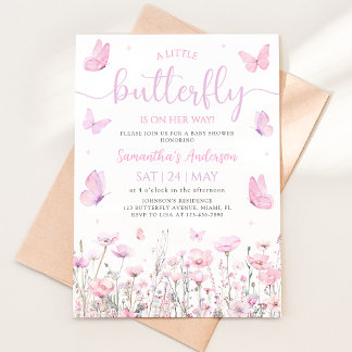 Invitation Une petite papillon est en route Baby Shower