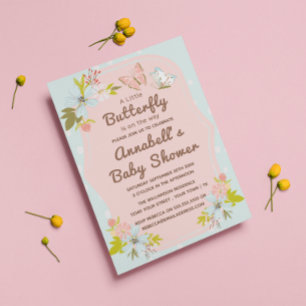 Invitation Une petite papillon est en route Baby Shower