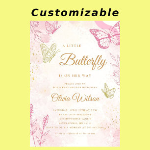 Invitation Une petite papillon est en route Fête de Naissance