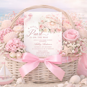 Invitation Une petite perle sous la Baby Shower de la mer
