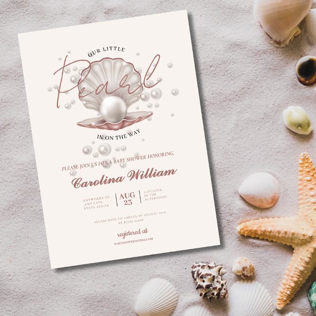 Invitation une petite perle sous le baby shower de mer (Créateur téléchargé)