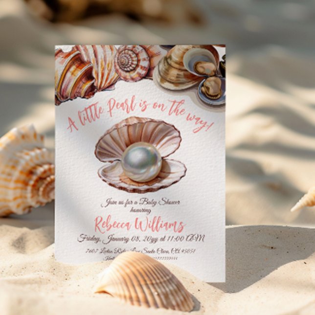 Invitation Une Petite Perle Sous Le Baby shower De Mer (Créateur téléchargé)