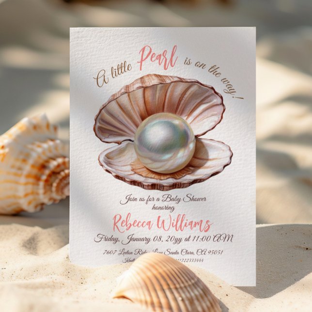 Invitation Une Petite Perle Sous Le Baby shower Des Filles De (Créateur téléchargé)