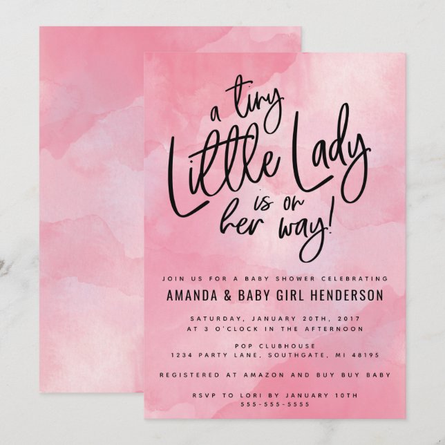 Invitation Une Petite Petite Baby shower-Dame (Devant / Derrière)