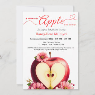 Invitation Une petite pomme est en route   Baby Shower d'auto