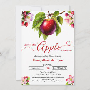 Invitation Une petite pomme est en route   Baby Shower d'auto