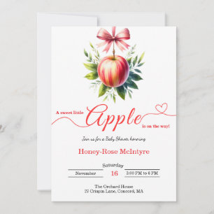 Invitation Une petite pomme est en route   Baby Shower d'auto