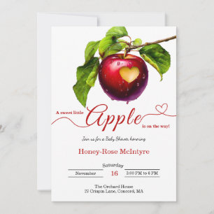 Invitation Une petite pomme est en route   Baby Shower d'auto