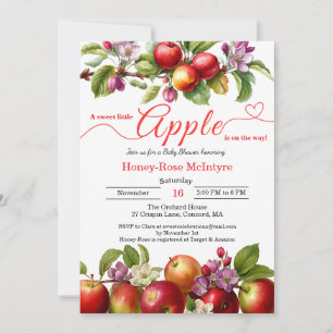 Invitation Une petite pomme est en route   Baby Shower d'auto