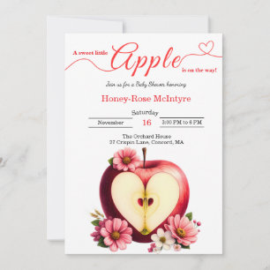 Invitation Une petite pomme est en route Baby Shower d'auto