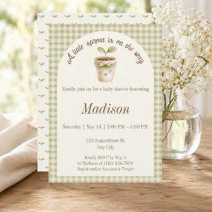Invitation Une petite pousse est en route Sage Green Shower