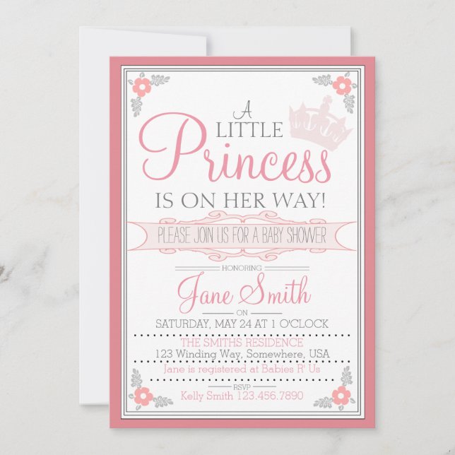 Invitation Une Petite Princesse Est En Chemin (Devant)