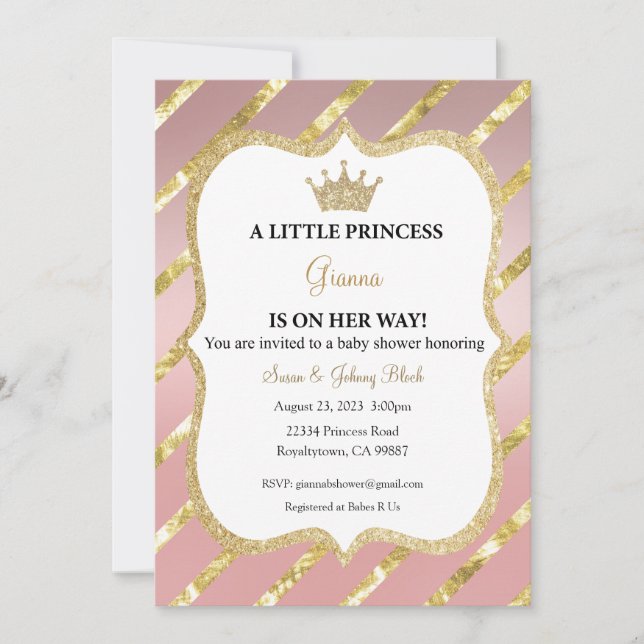 Invitation Une petite princesse est en route Invitation, Fill (Devant)