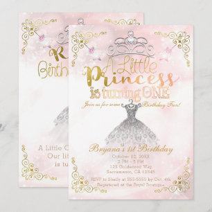 Invitation Une petite princesse qui fête son premier annivers