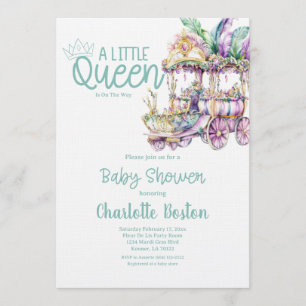 Invitation Une petite Reine Fête de Naissance de Mardi Gras