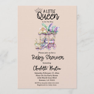 Invitation Une petite Reine Fête de Naissance de Mardi Gras