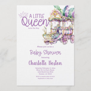 Invitation Une petite Reine Fête de Naissance sur un Char de