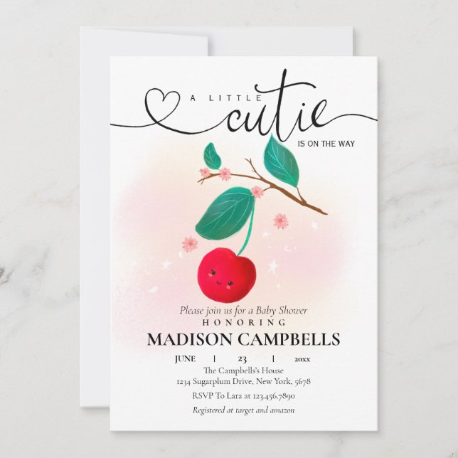 Invitation Une petite ruse est sur le chemin Cherry Invitatio (Devant)
