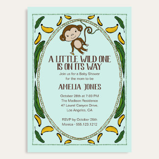 Invitation Une petite sauvageonne Fête de naissance singe mig