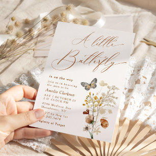 Invitation Une petite shower pour bébé papillon élégante et c