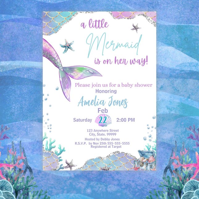 Invitation Une petite sirène est sur son Baby shower Way (Créateur téléchargé)